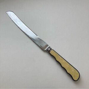 Vintage Knife with Nacre-like and Black Handle Retro Vibe Kitchen Decor Table